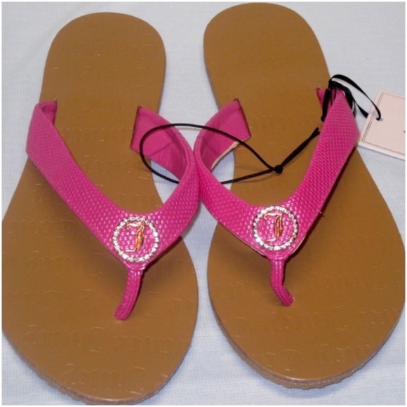 JUICY COUTURE Pink Rhinestone Thong Sandals M - Picture 4 of 5